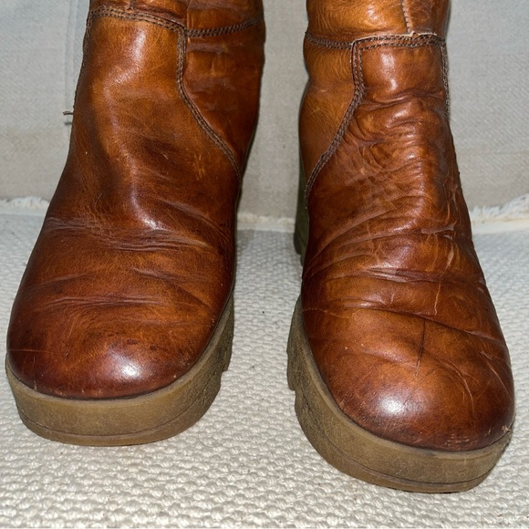 Womens vintage Rosita brown leather tall platform boots size 7.5 - Picture 3 of 6